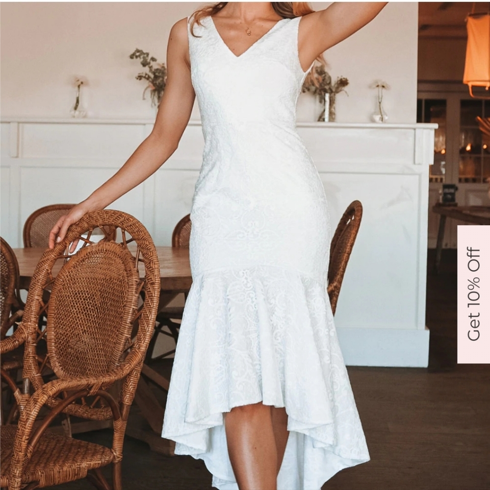 Twosisters Lola white lace hi low dress